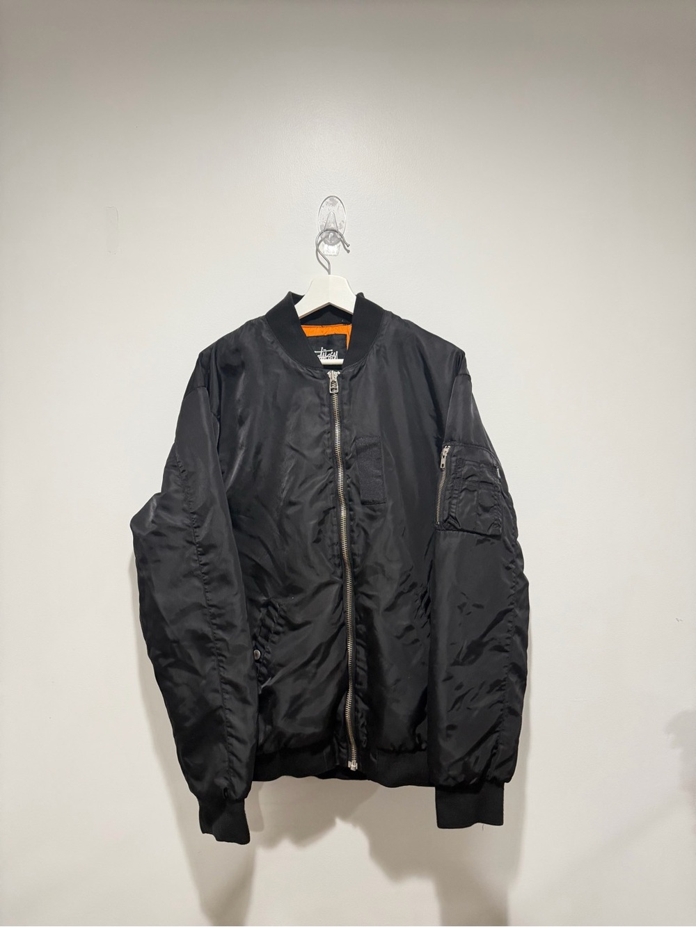 Men's Stussy Black Bomber Jacket - Classic Lightweight Flight Jacket